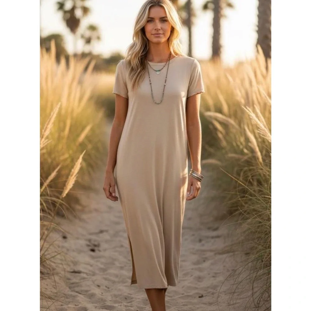 Free People Beach Tulip Tunic Top Women's S Tan Boho